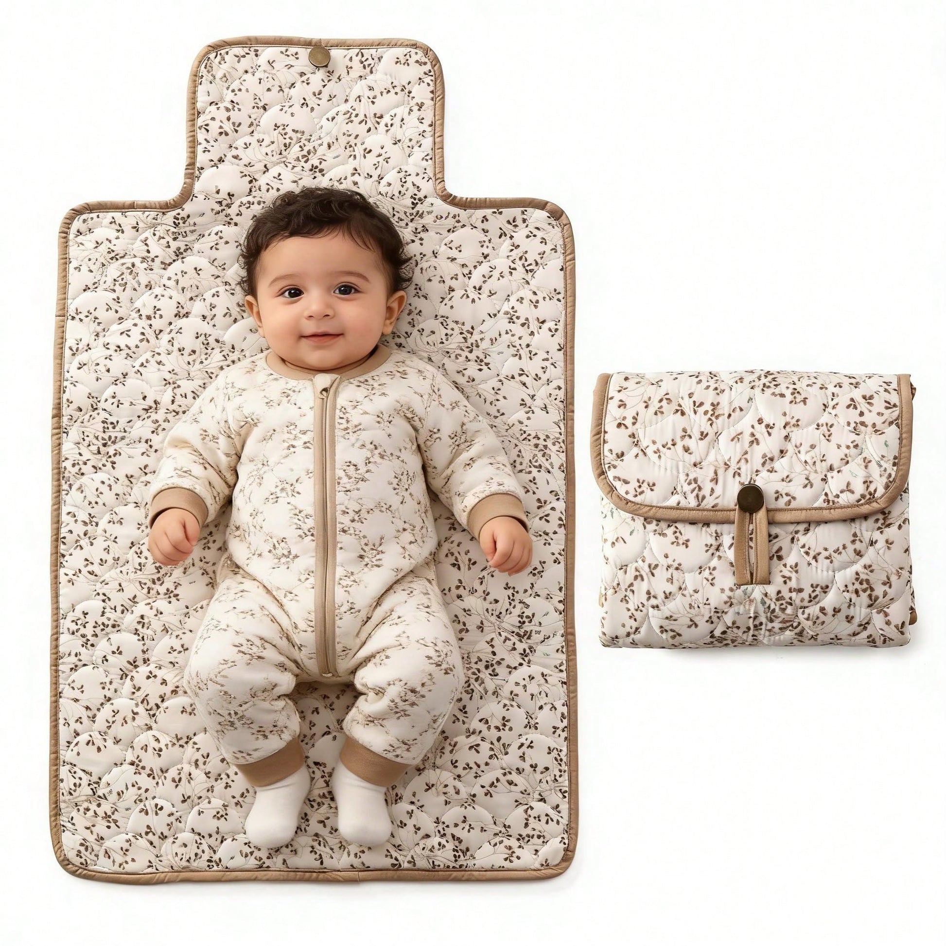 Floral Pattern Baby Diaper Pad, Quilted Infant Diaper Mat, Unisex Travel Diaper Bag, Baby Essential
