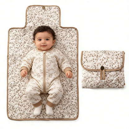 Floral Pattern Baby Diaper Pad, Quilted Infant Diaper Mat, Unisex Travel Diaper Bag, Baby Essential