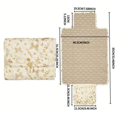 Floral Pattern Baby Diaper Pad, Quilted Infant Diaper Mat, Unisex Travel Diaper Bag, Baby Essential