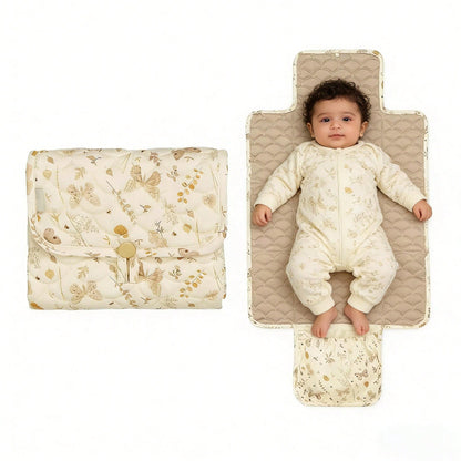 Floral Pattern Baby Diaper Pad, Quilted Infant Diaper Mat, Unisex Travel Diaper Bag, Baby Essential