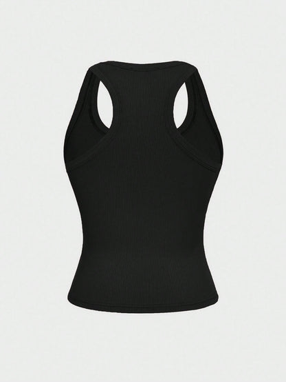 Floreya Square Neck Camisole Top For Women, Casual Slim Fit Sleeveless Crop Top, Versatile For Summer, Autumn & Spring Black, Clean Girl Aesthetic