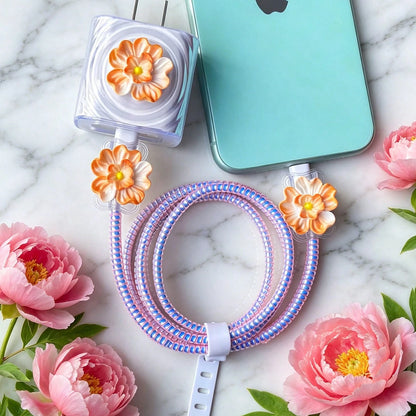 Flower Design Cable Protector, Anti-Breakage Charging Cable Protector, Suitable For IPhone 12-15/16, Type-C & Lightning Data Cable Protector, Cute Decorative Charging Cable Protector
