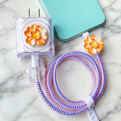 Flower Design Cable Protector, Anti-Breakage Charging Cable Protector, Suitable For IPhone 12-15/16, Type-C & Lightning Data Cable Protector, Cute Decorative Charging Cable Protector