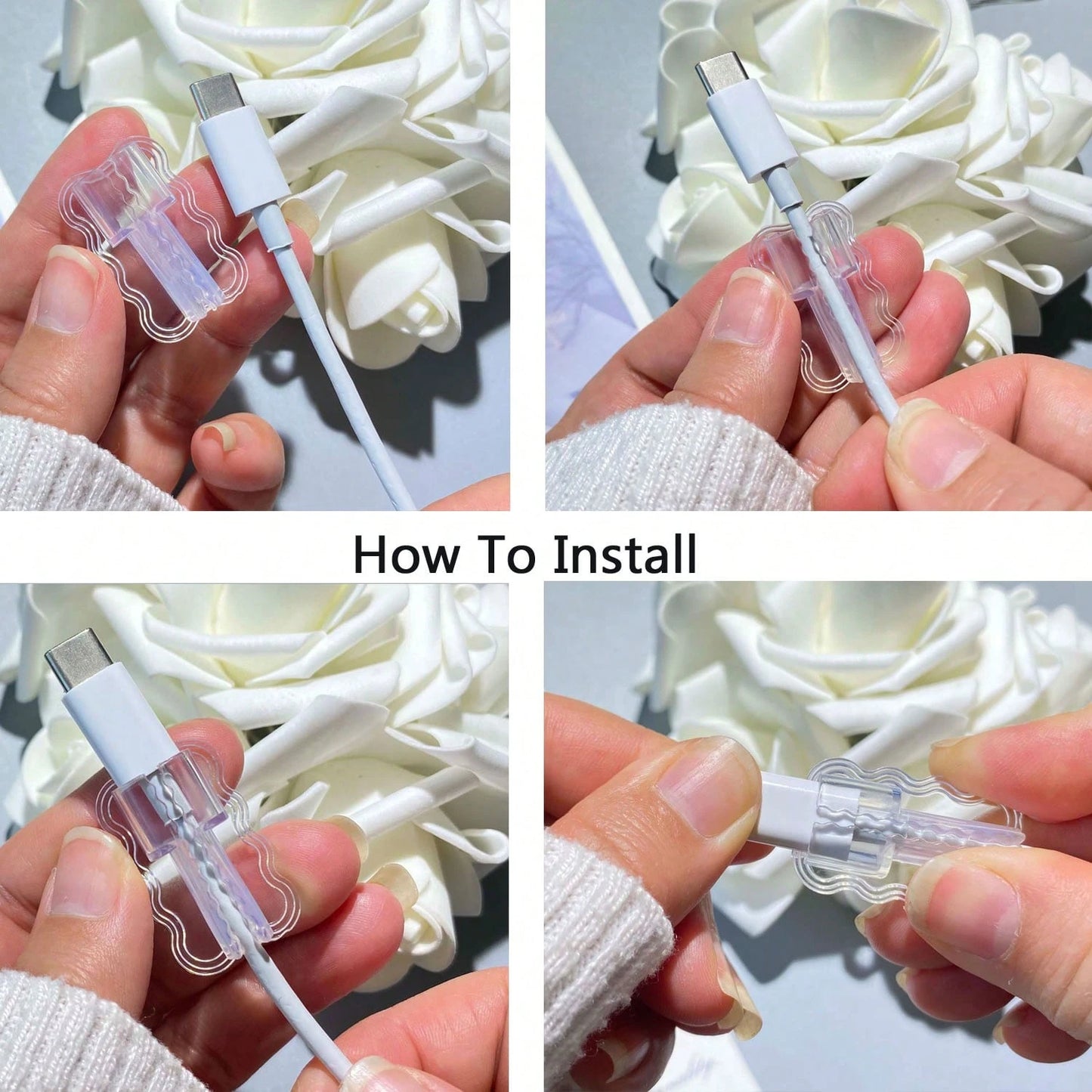 Flower Design Cable Protector, Anti-Breakage Charging Cable Protector, Suitable For IPhone 12-15/16, Type-C & Lightning Data Cable Protector, Cute Decorative Charging Cable Protector