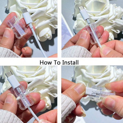 Flower Design Cable Protector, Anti-Breakage Charging Cable Protector, Suitable For IPhone 12-15/16, Type-C & Lightning Data Cable Protector, Cute Decorative Charging Cable Protector