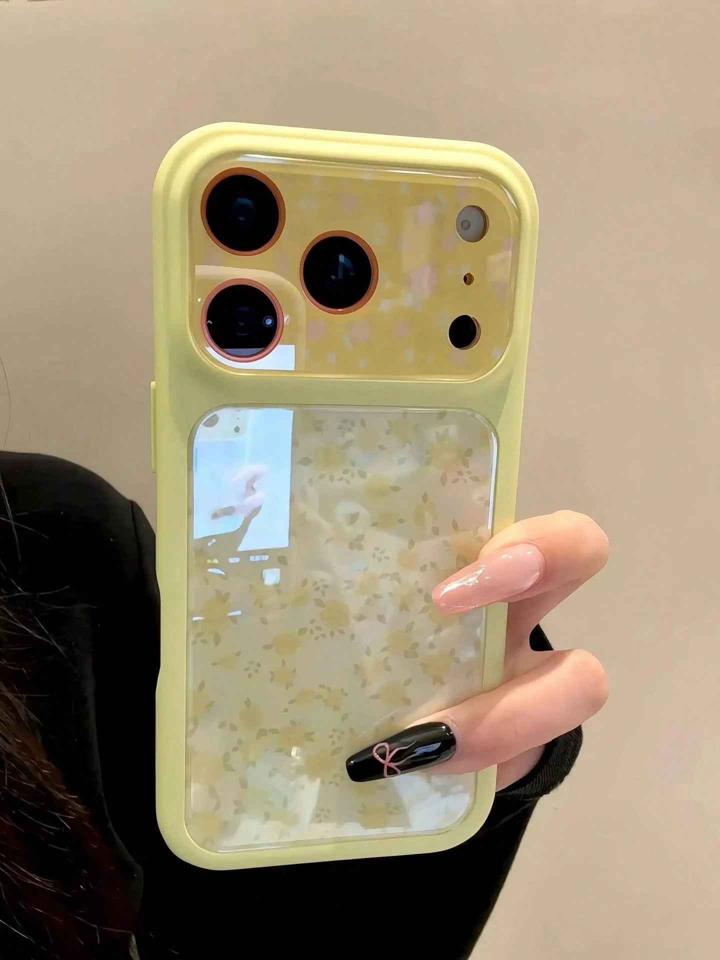 Flower Korean Ins Style Green Base Pink Floral 17 Phone Case, Electroplated Acrylic 16 Pro Max 15 New Design Protective Cover, Compatible With IPhone 17 Pro, Super Stylish