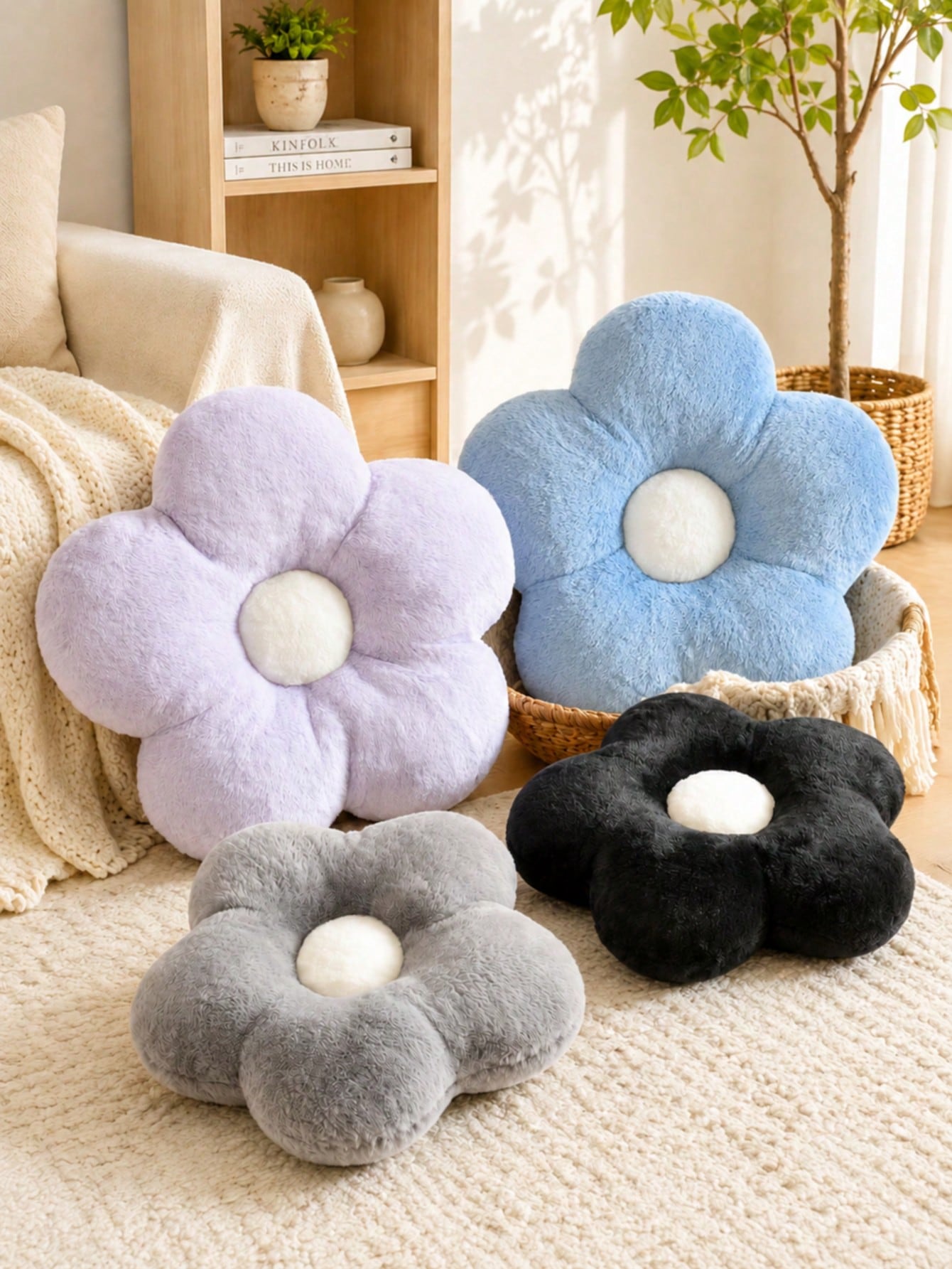 Flower Throw Pillow, Soft Decorative Sofa Chair Bed Cushion, Adult Bedroom Living Room Flower Floor Mat Pillow