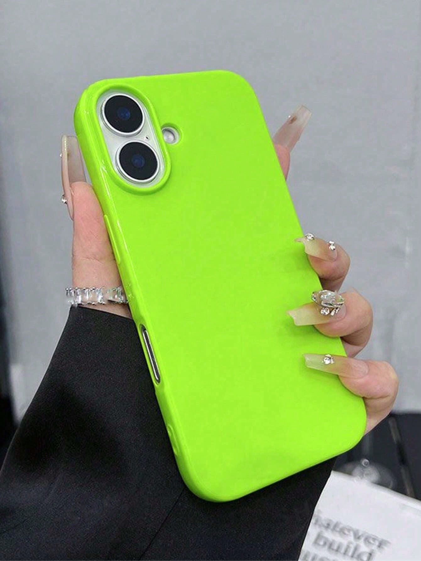 Fluorescent Green Solid Color Soft TPU Phone Case For New Apple 17PROMAX/17PRO/17/17Air, 1pc Fluorescent Green Solid Color Phone Case, Dopamine Sweet Cool Style Design, High Saturation Bright Color Ey
