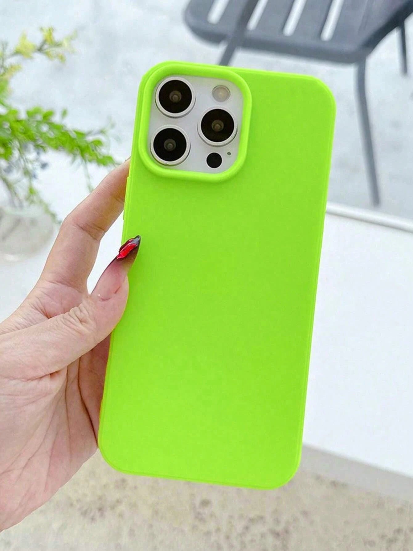 Fluorescent Green Solid Color Soft TPU Phone Case For New Apple 17PROMAX/17PRO/17/17Air, 1pc Fluorescent Green Solid Color Phone Case, Dopamine Sweet Cool Style Design, High Saturation Bright Color Ey