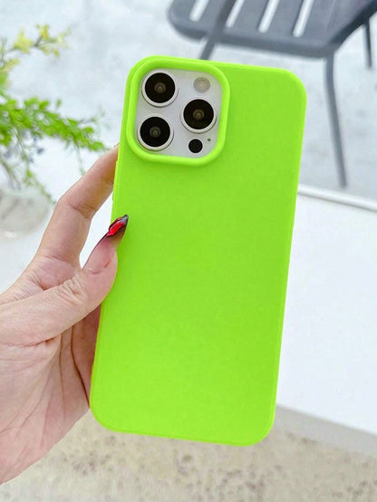 Fluorescent Green Solid Color Soft TPU Phone Case For New Apple 17PROMAX/17PRO/17/17Air, 1pc Fluorescent Green Solid Color Phone Case, Dopamine Sweet Cool Style Design, High Saturation Bright Color Ey
