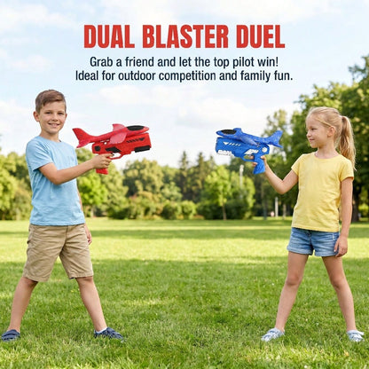 Foam Airplane Launcher Toy- 8-10 Meters Long Range Catapult Plane Gun, EVA Foam Glider Outdoor Flying Toy For Boys Girls, One-Click Launch Airplane Toy, Birthday Gift For Kids