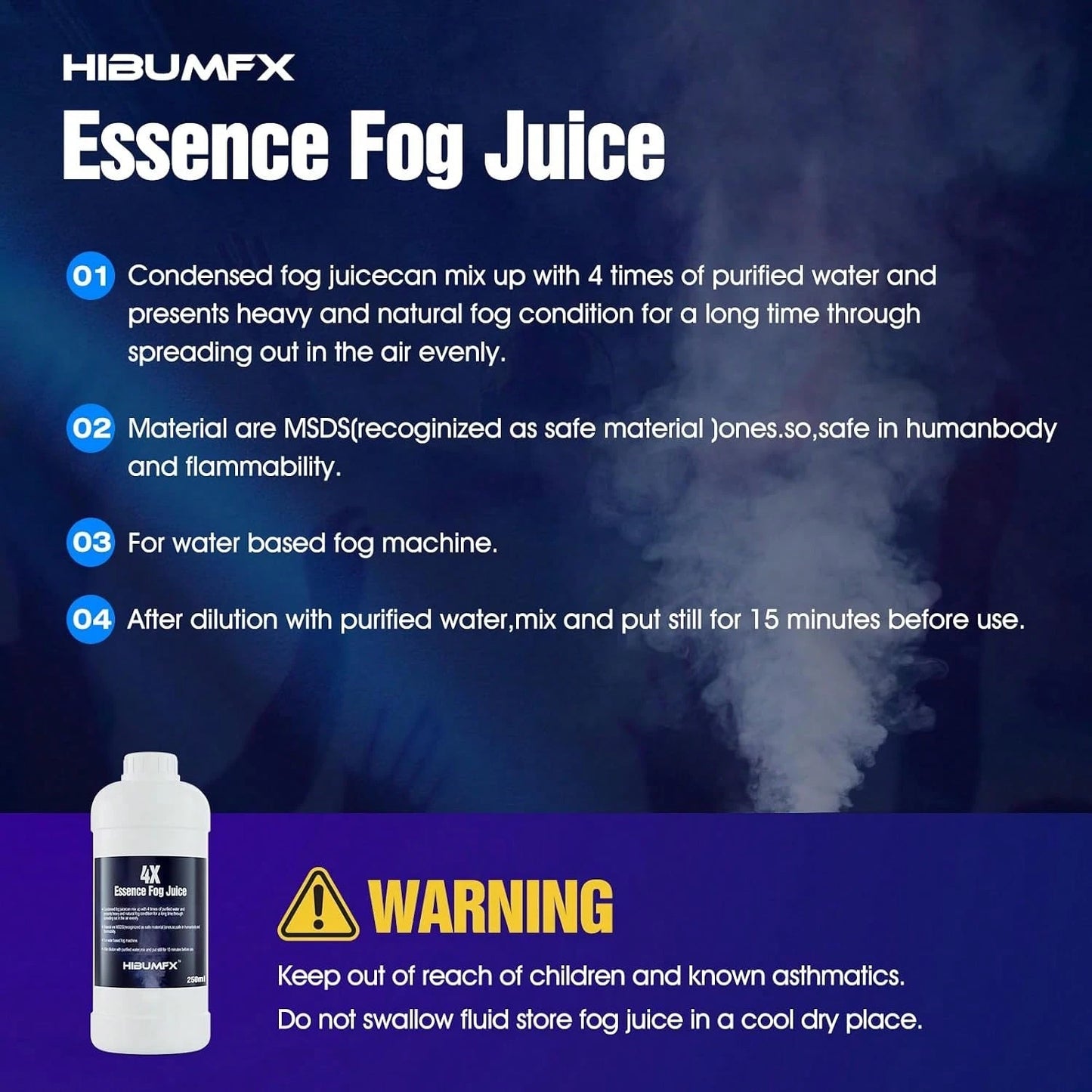 Fog Juice- Condensed Water Mixable Fog Machine Fluid Smoke Solution For Water Based Fog Machine- Great For DJ Party And Garden (250ml)