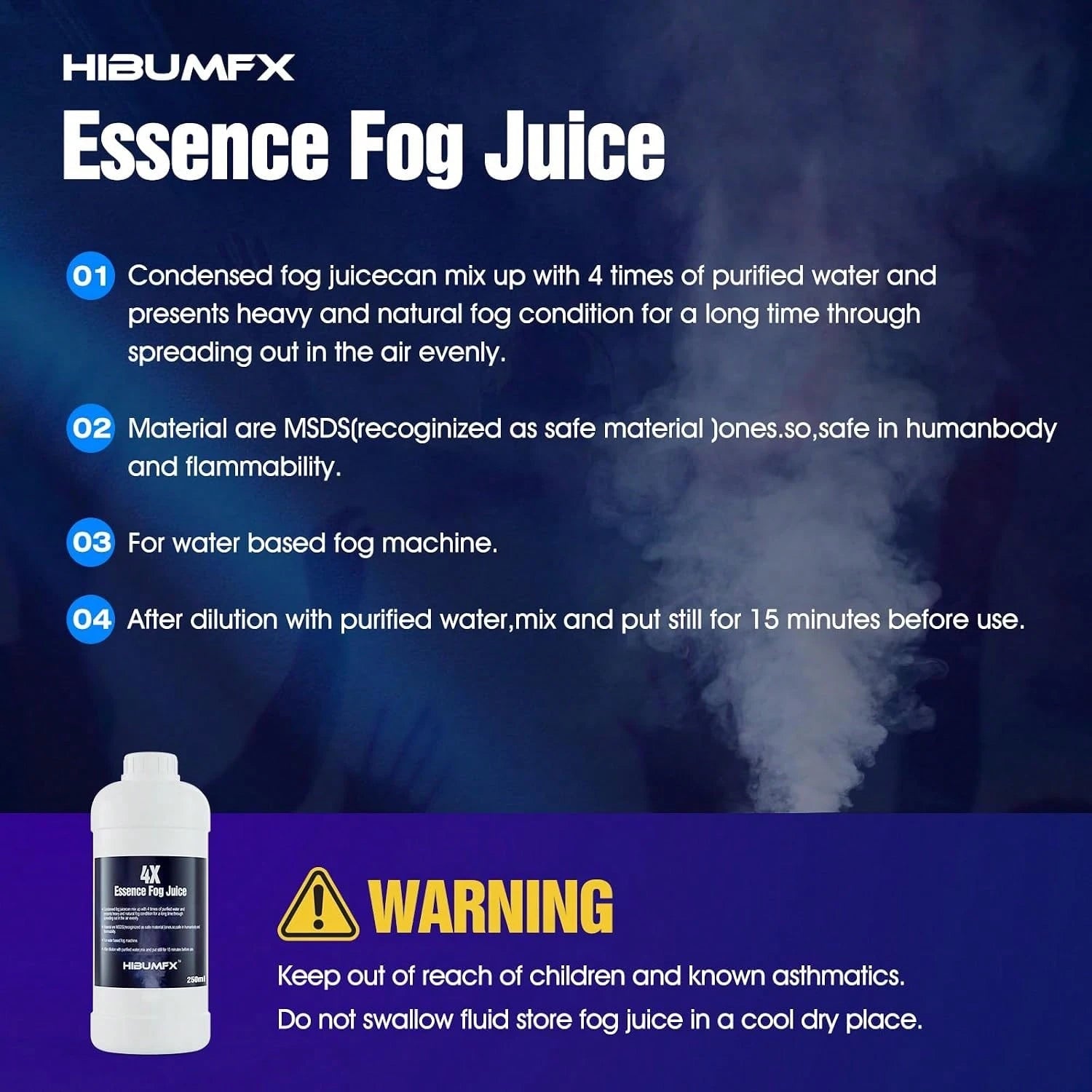 Fog Juice- Condensed Water Mixable Fog Machine Fluid Smoke Solution For Water Based Fog Machine- Great For DJ Party And Garden (250ml)