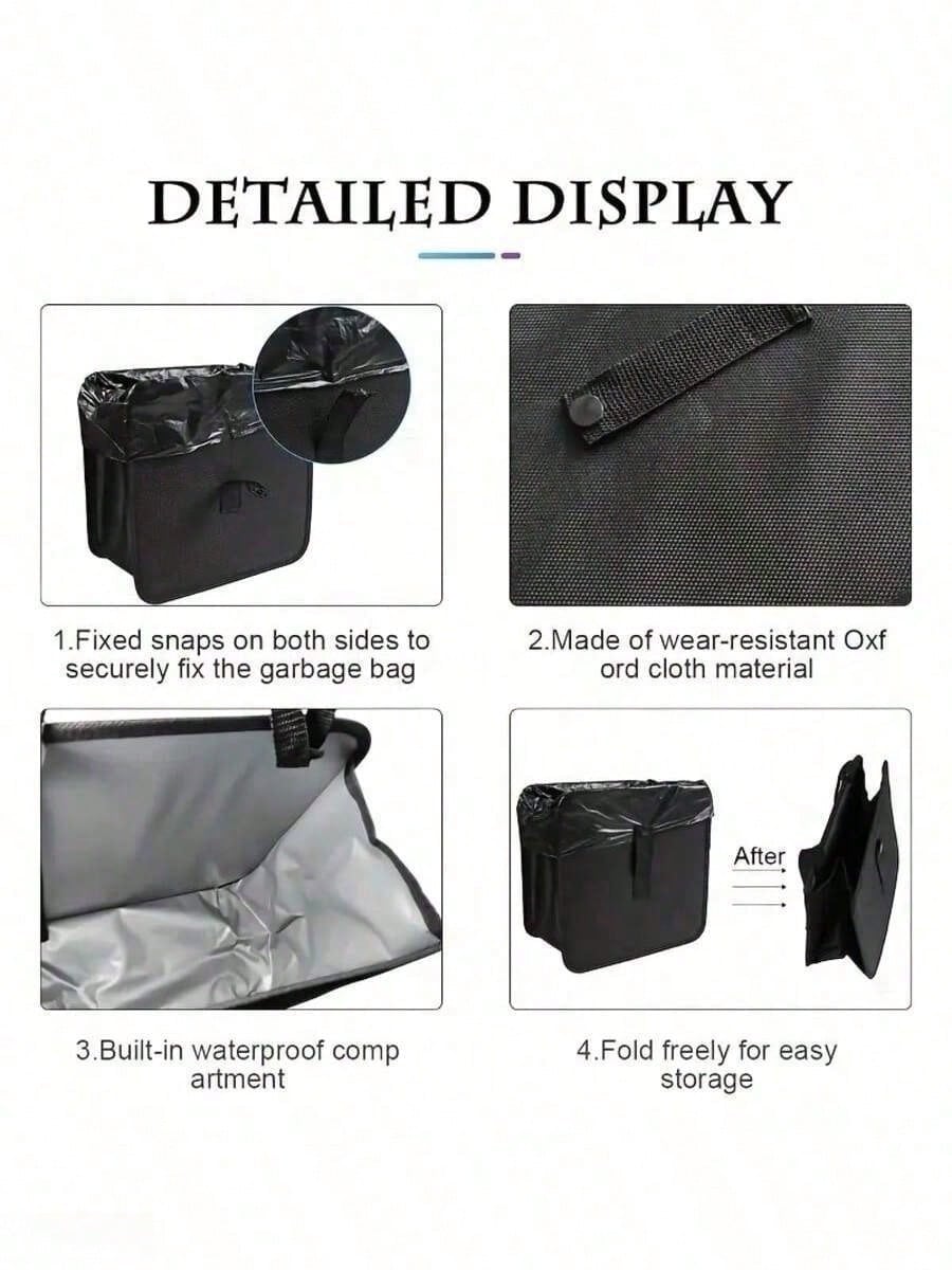 Foldable Car Trash Can, Large Capacity Hanging Waterproof Leak-Proof Car Garbage Bag, Car Interior Accessory, Unisex Gift