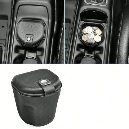For JL 4XE Gladiator JT 2018-2025+ Cup Holder Organizer With Lid, Secure Storage Box For Coins, Cash, Keys, Custom Center Console Accessory