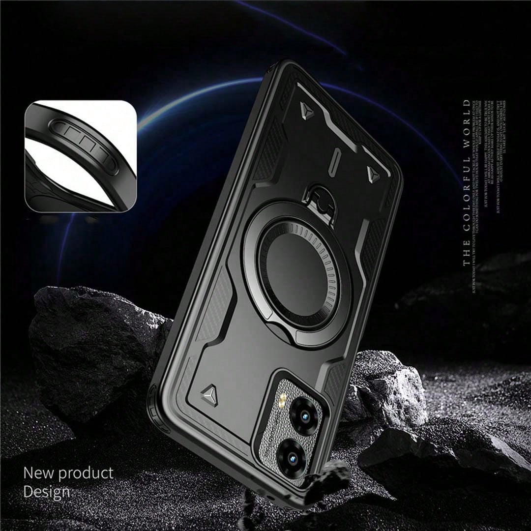 For MOTO G Power 5G 2024 Case With Magnetic Charging, Rugged Armor Cover, Heavy Duty Shockproof Bumper, Built-In Rotating Kickstand, Ring Holder Grip, Protective Hard Shell