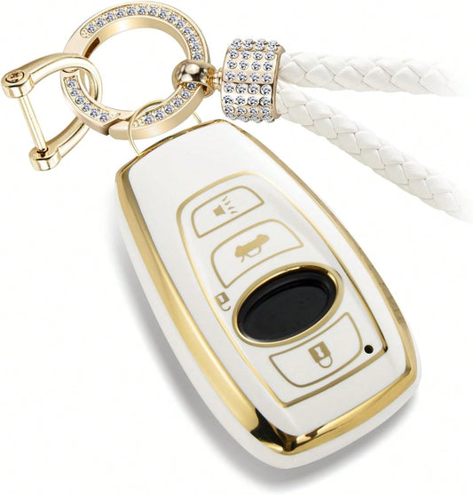 For Subaru Key Fob Cover With Metal Braided Keychain, Upgraded Soft Case For Forester XV CrossTrek Ascent Outback Legacy Impreza STI WRX BRZ Fob Shell