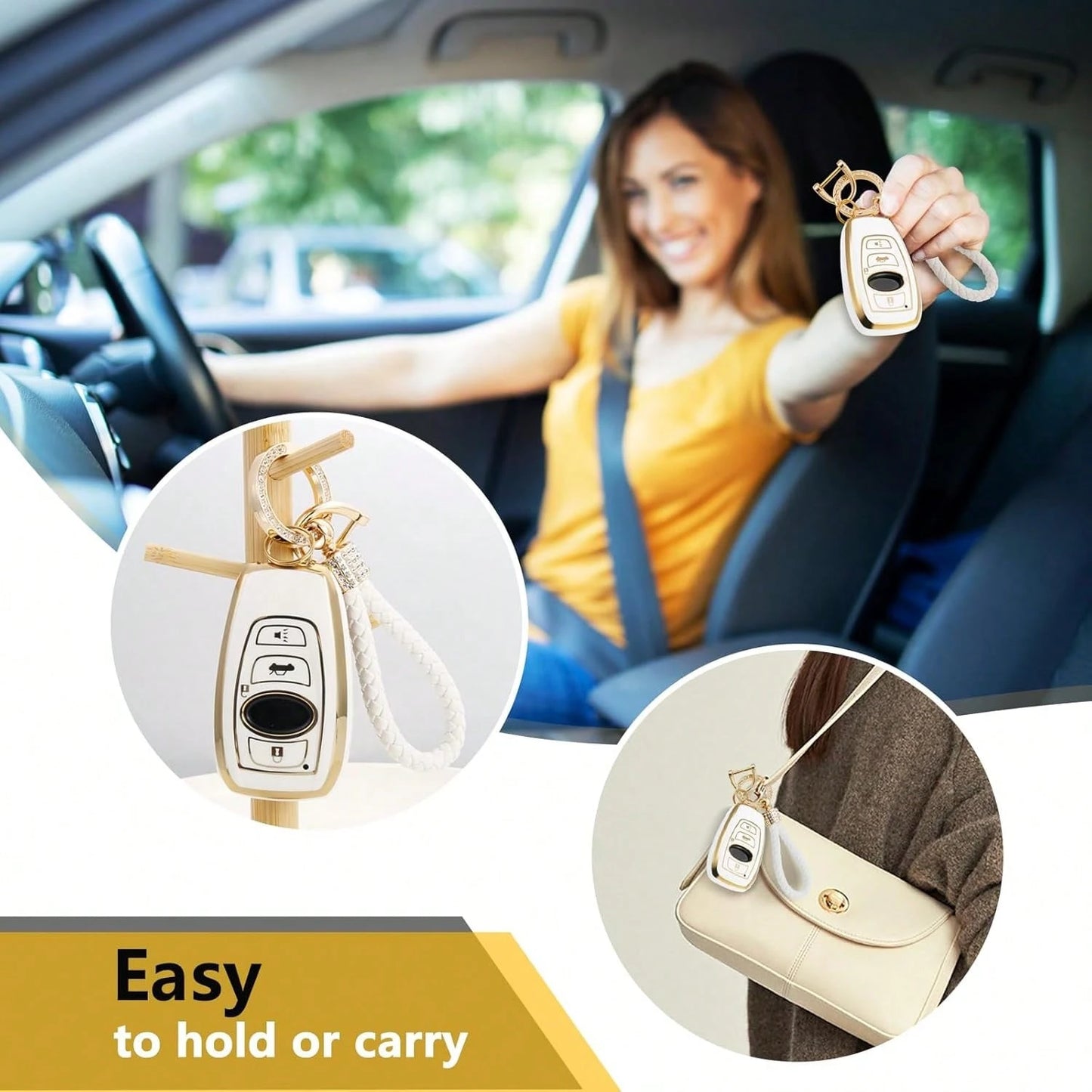 For Subaru Key Fob Cover With Metal Braided Keychain, Upgraded Soft Case For Forester XV CrossTrek Ascent Outback Legacy Impreza STI WRX BRZ Fob Shell