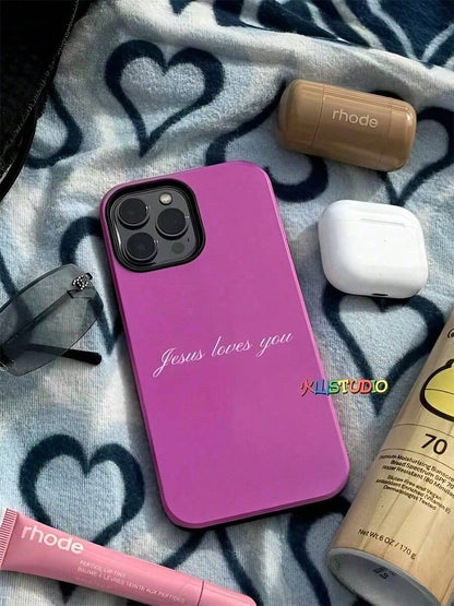 Foundation, Jesus Loves You. Film Two-In-One Matte Texture Phone Case Suitable For Compatible With Iphone16, 15, 14, 13, 12, 11, PRO MAX