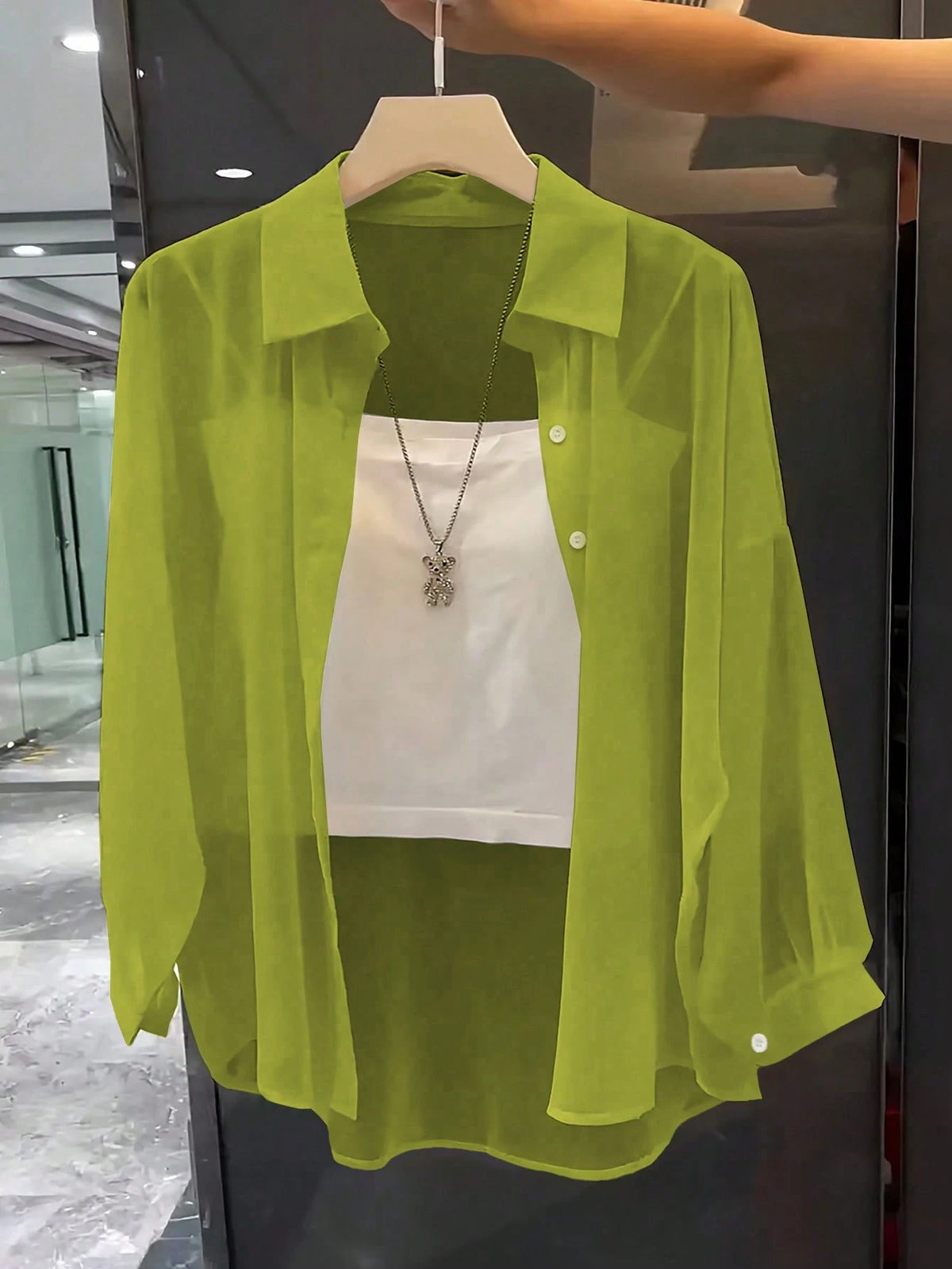 Franclia Basic Transparent Solid Color Minimalist Shirt With Turndown Collar Fall Cloth For Women