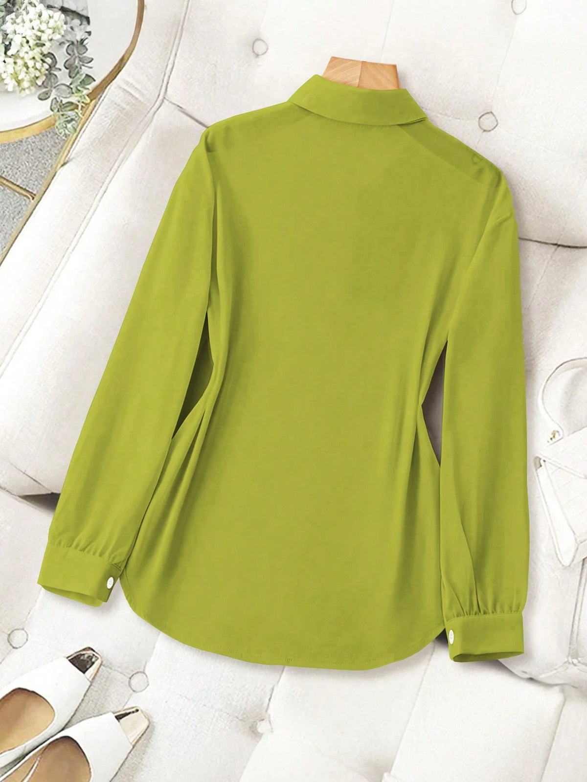 Franclia Basic Transparent Solid Color Minimalist Shirt With Turndown Collar Fall Cloth For Women
