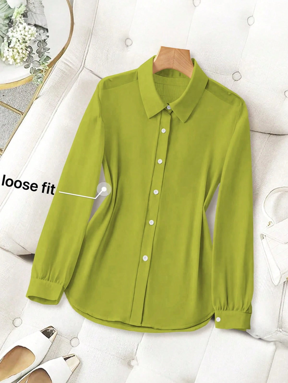 Franclia Basic Transparent Solid Color Minimalist Shirt With Turndown Collar Fall Cloth For Women