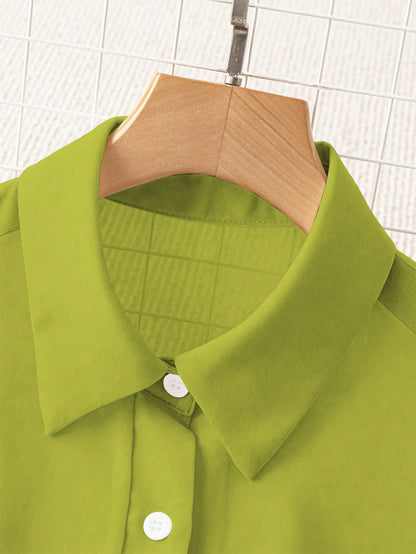 Franclia Basic Transparent Solid Color Minimalist Shirt With Turndown Collar Fall Cloth For Women