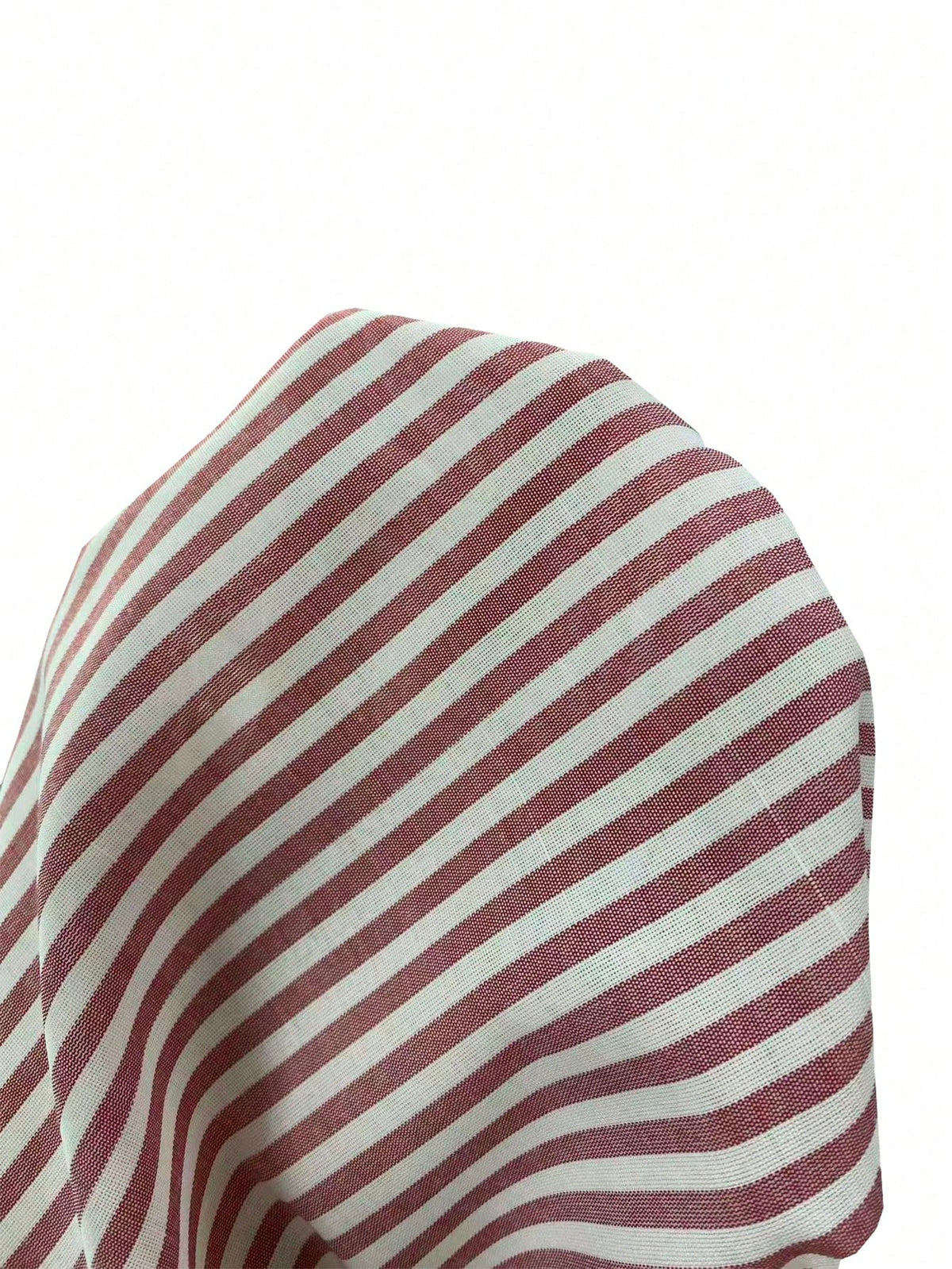 Franclia Casual Red Striped Blouse For Women Woven Fabric Long Drop Shoulder Sleeve Shirt With Knot Detail Regular Length