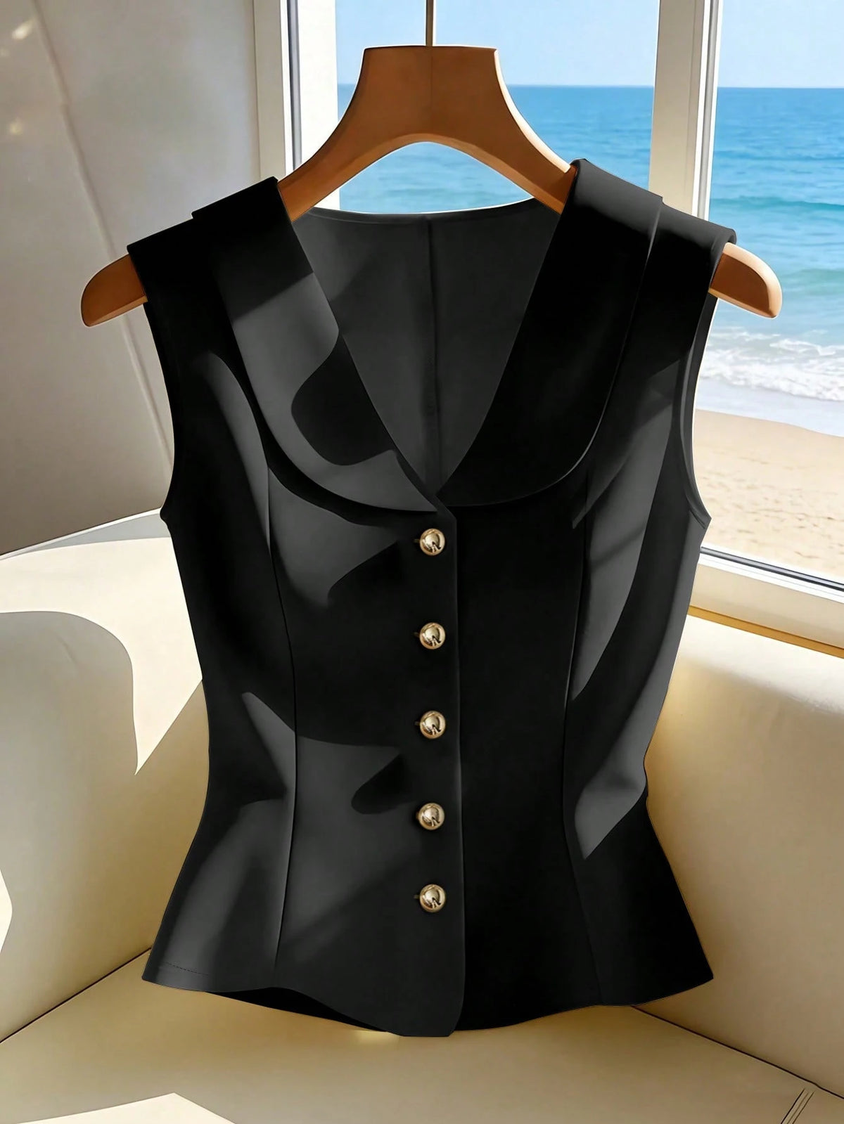 Franclia Elegant Sleeveless Yellow Blouse, Chic & Slimming Summer Top For Women Zanea Dress For Woman Ladies Dresses Yrack Suits For Ladies