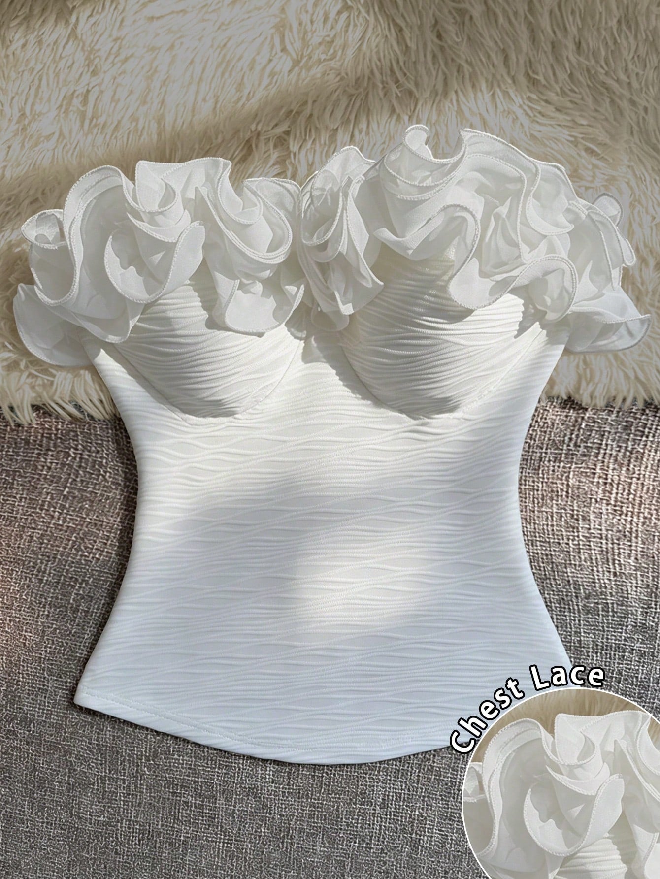 Franclia Ruffle Pleated Solid Color Sexy Bandeau Tank Top