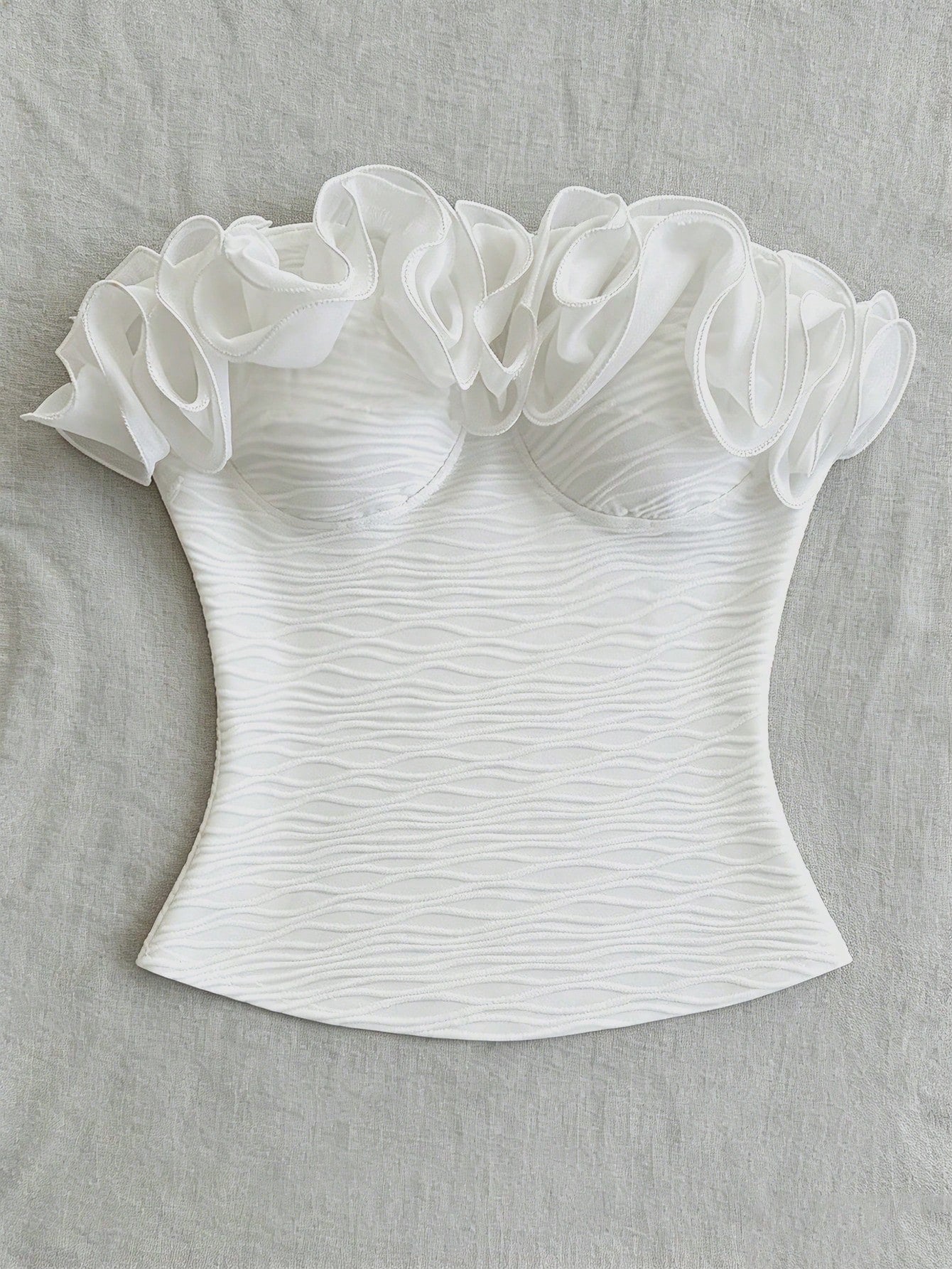 Franclia Ruffle Pleated Solid Color Sexy Bandeau Tank Top