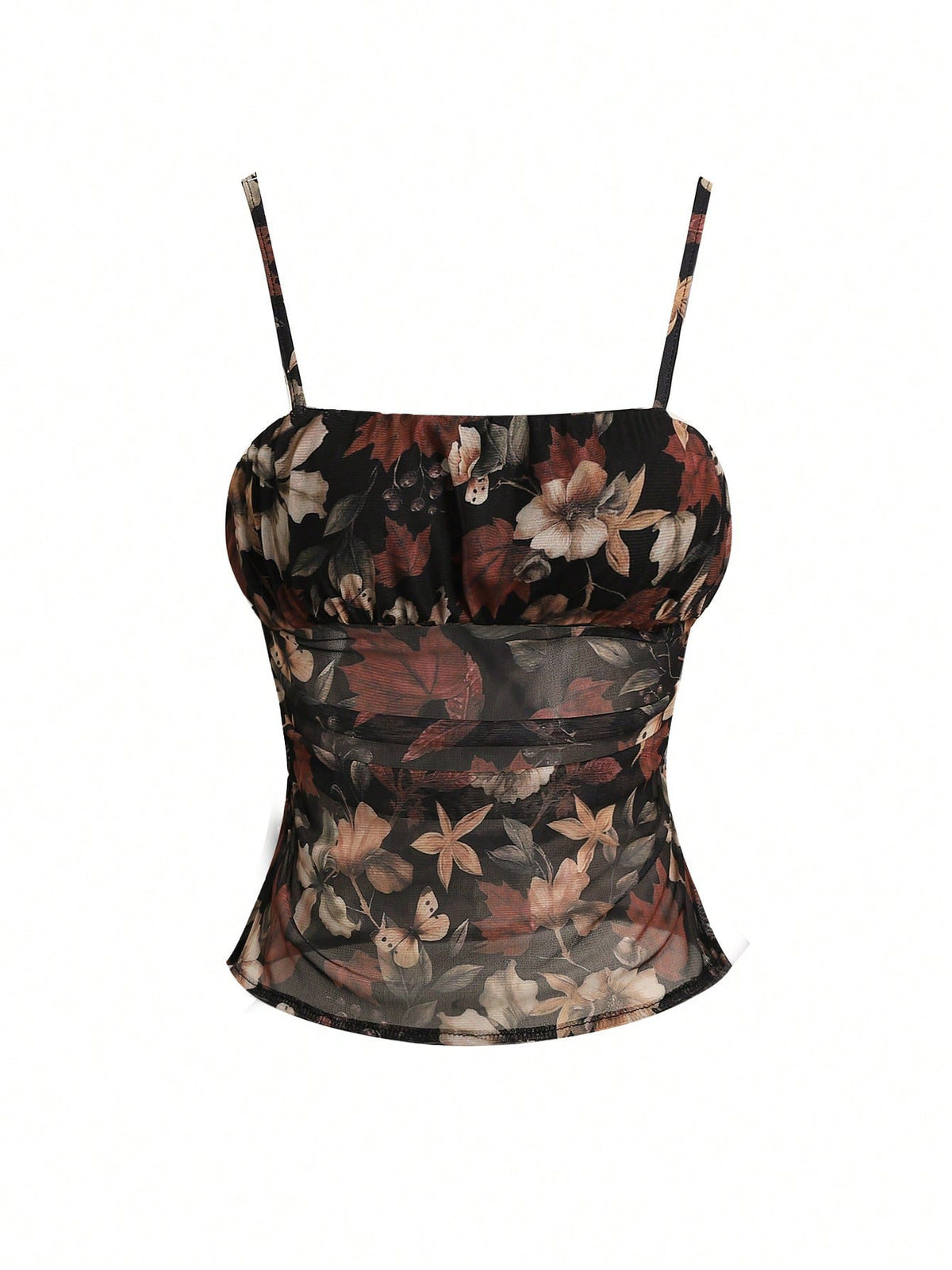 Franclia Women's Black Floral Print Ruched Camisole,Elegant Summer Dining Date Night Crop Top Corsets,Fashionable Versatile Bustier Tube Top Country Concert