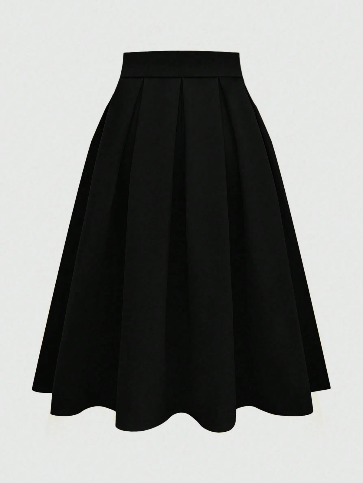 Franclia Women's Casual Pleated A-Line Black Skirt, Versatile For Spring & Autumn