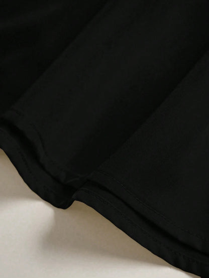 Franclia Women's Casual Pleated A-Line Black Skirt, Versatile For Spring & Autumn