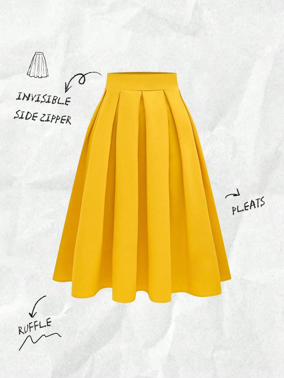 Franclia Women's Casual Pleated A-Line Black Skirt, Versatile For Spring & Autumn