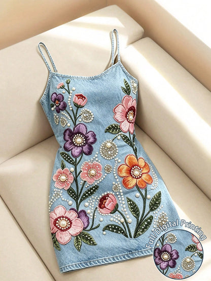 Franclia Women's Clothing, Women's Dress, Trending Now, Fashion Dress, Fashion Cami Dress, Y2K Mini Dress, Streetwear Women, Floral Pattern, Streetwear Dress