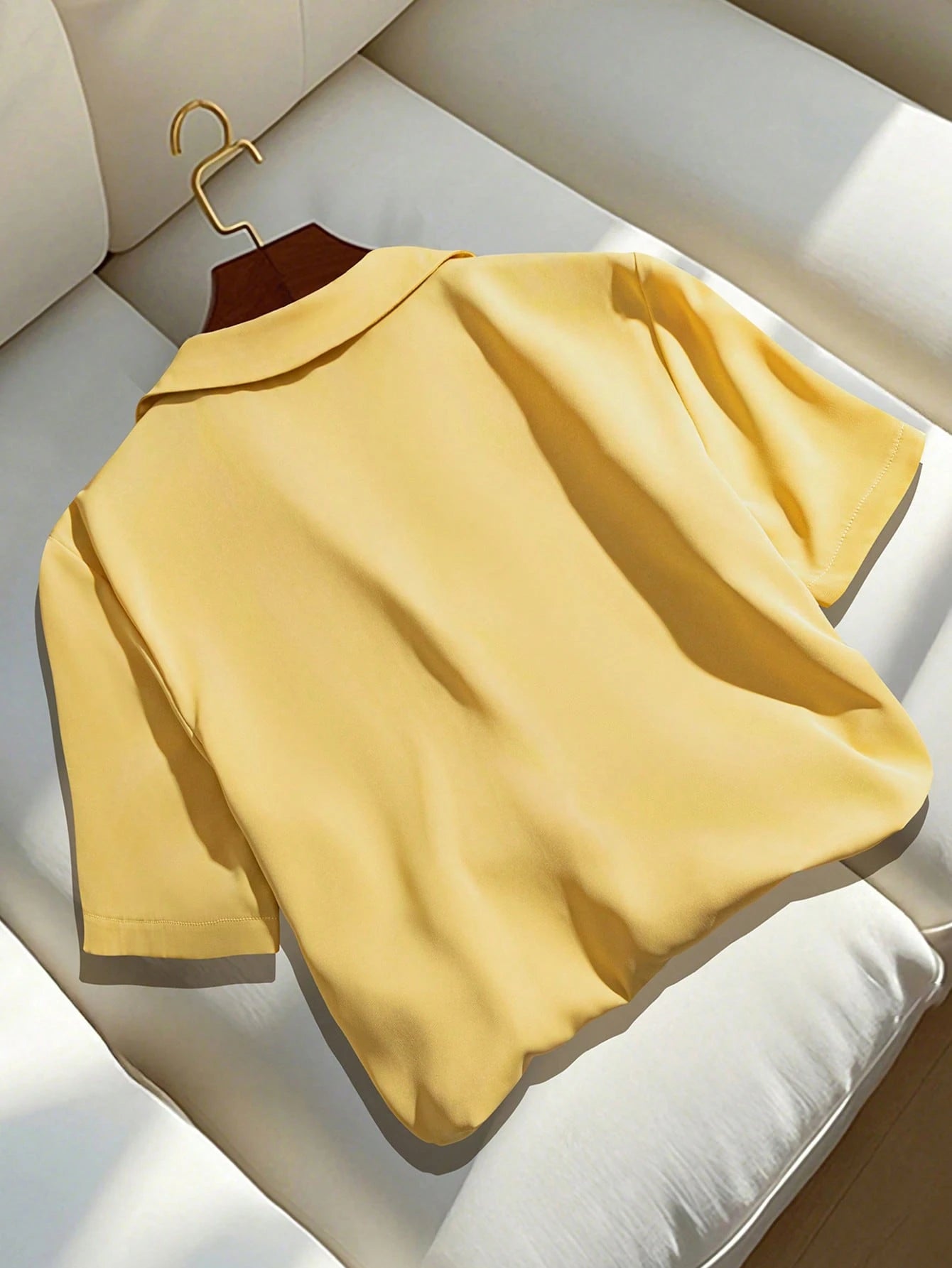 Franclia Women's Elegant Green Summer Casual Office Shirt,Solid Color Turndown Collar Short Sleeve Top Party Wear