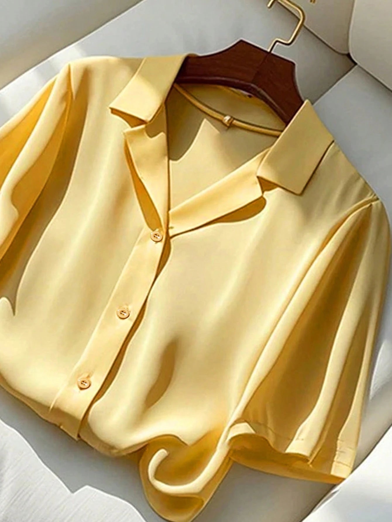 Franclia Women's Elegant Green Summer Casual Office Shirt,Solid Color Turndown Collar Short Sleeve Top Party Wear