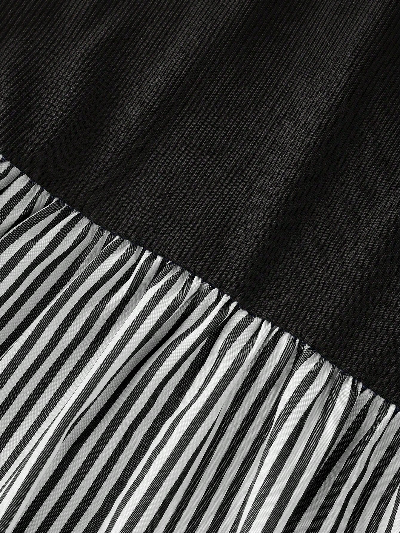 Franclia Women's Loose Casual Fashion Black Patchwork Striped Ruched A-Line Dress