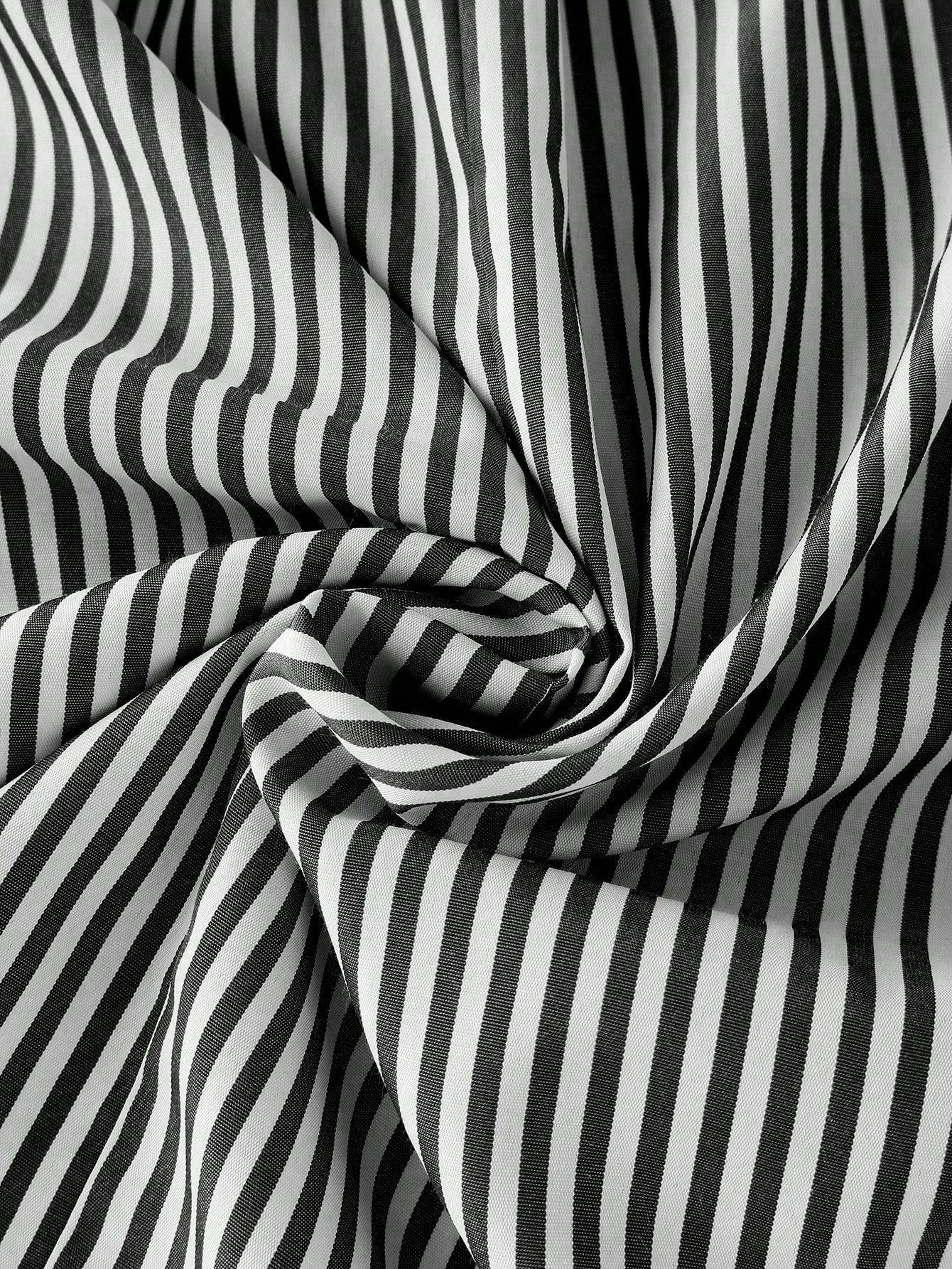 Franclia Women's Loose Casual Fashion Black Patchwork Striped Ruched A-Line Dress