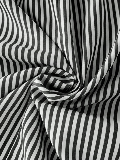 Franclia Women's Loose Casual Fashion Black Patchwork Striped Ruched A-Line Dress