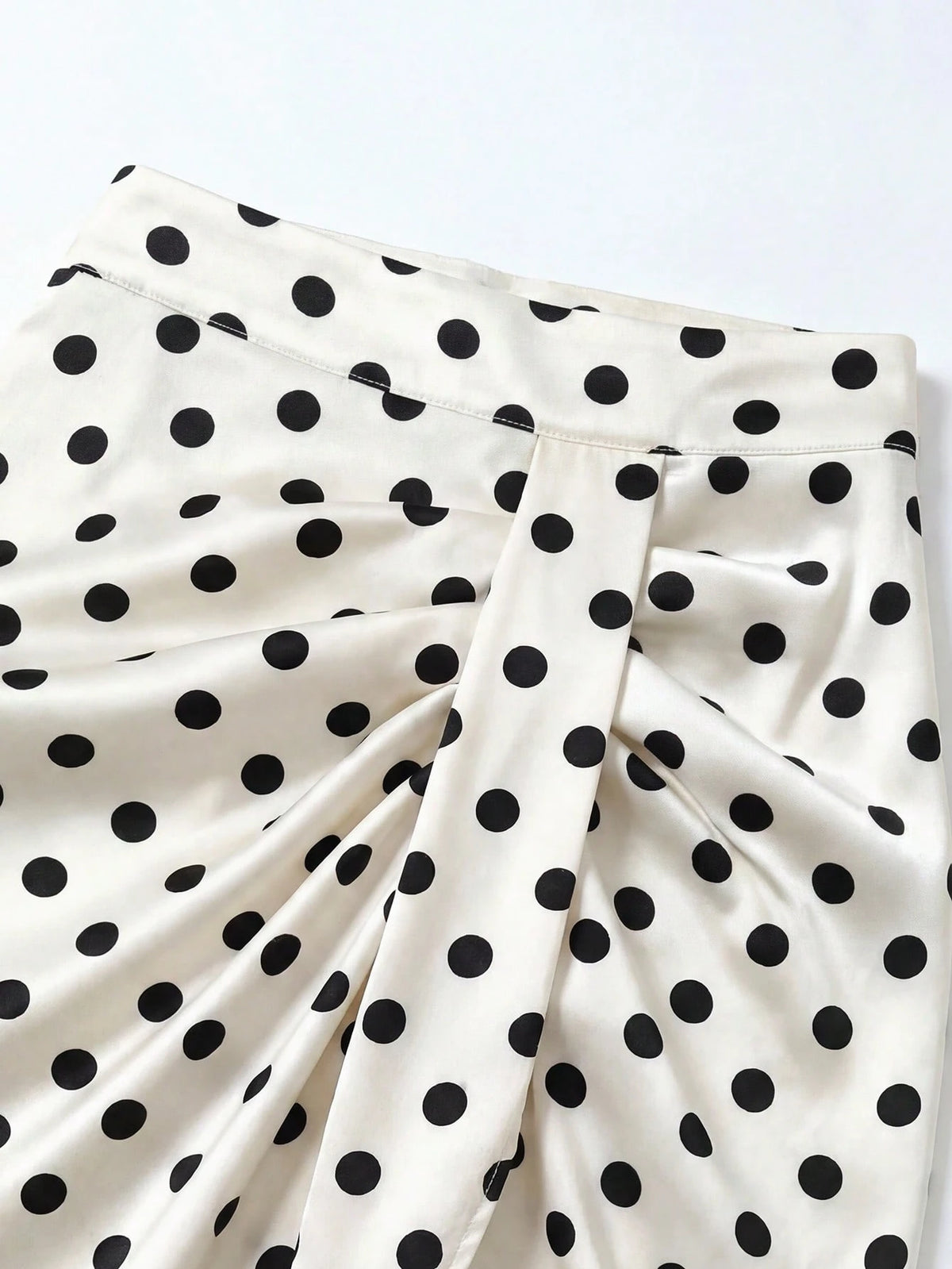 Franclia Women's Polka Dot Print Pleated Asymmetrical Hem Bodycon Skirt