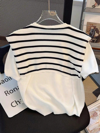 Franclia Women's Round Neck Short Sleeve Casual Summer Daily Versatile T-Shirt