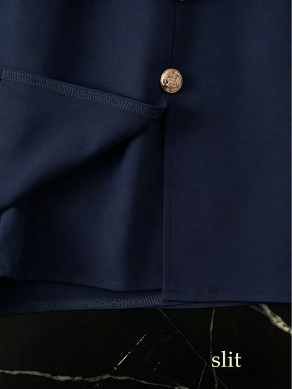 Franclia Women's Solid Color Metal Button Design Split Hem Skort