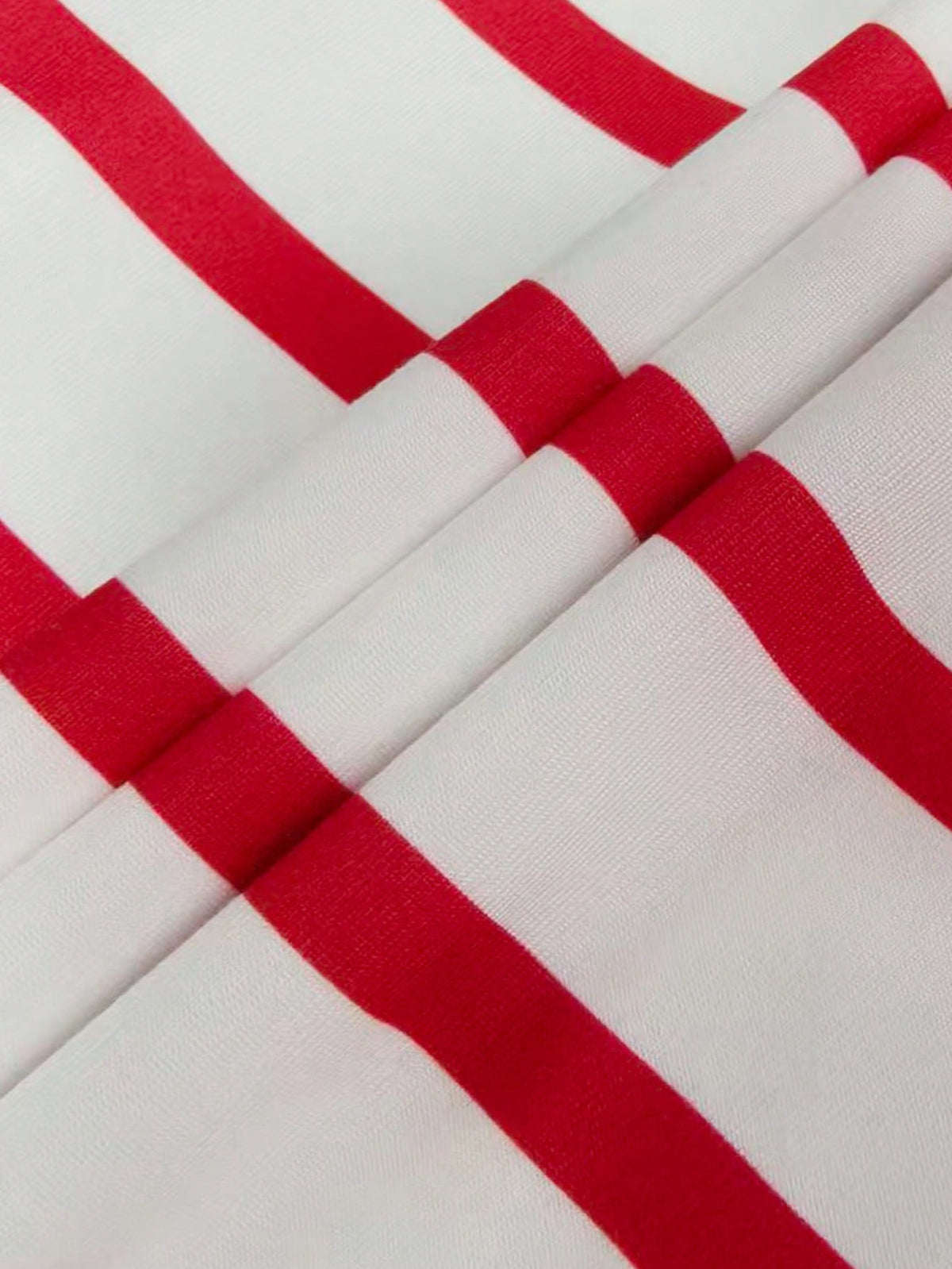 Franclia Women's Summer Red And White Stripe Ribbed T-Shirt + Scarf 2-Piece Set,Vintage Americana School Style French Casual Retro Textured Patchwork Top