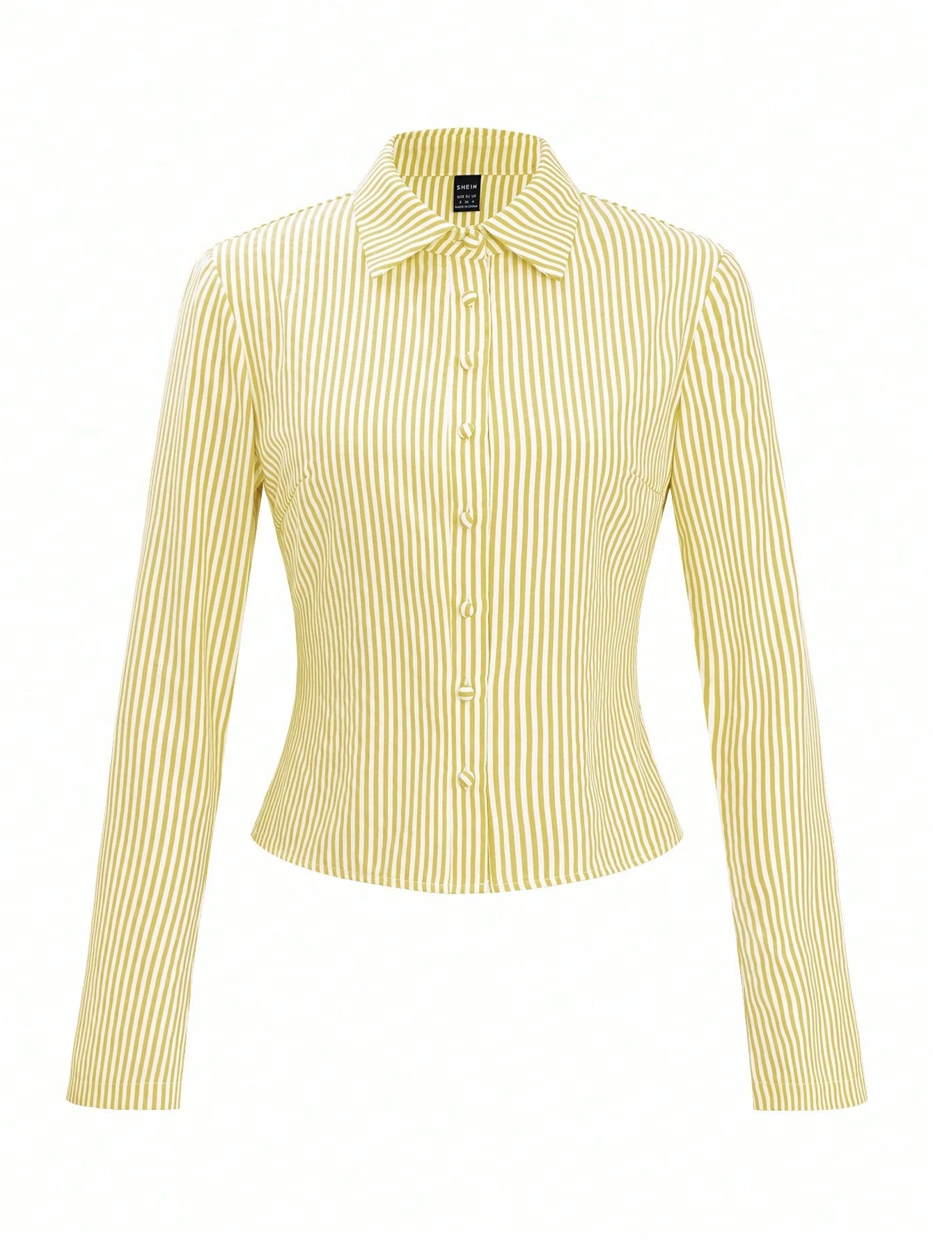 French Style Slim Fit Long Sleeve Blue & White Striped Elegant Commuter Woman Shirt Fall Cloth For Women