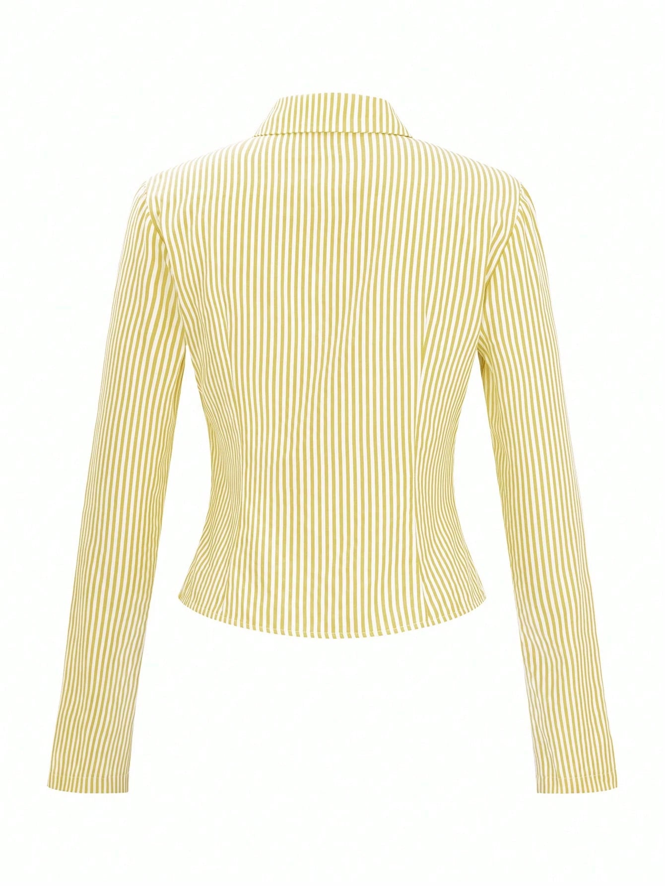 French Style Slim Fit Long Sleeve Blue & White Striped Elegant Commuter Woman Shirt Fall Cloth For Women