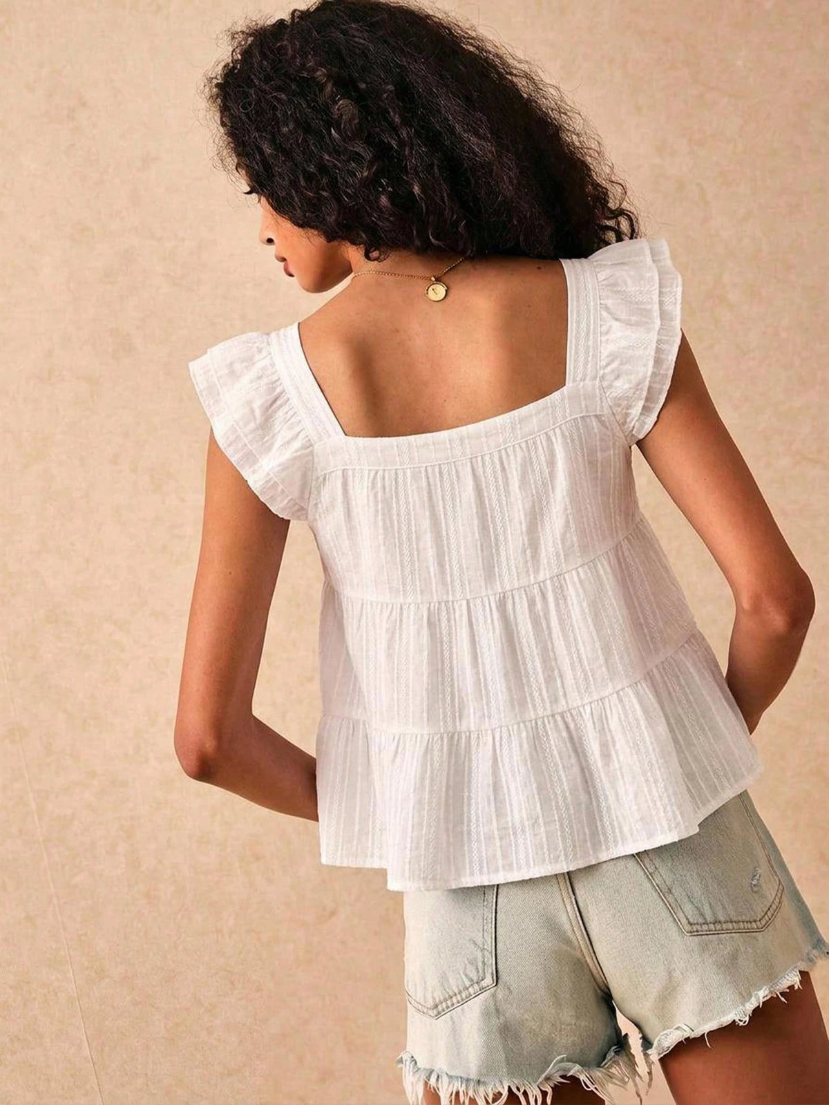 Frenchy Women's Textured Stripe Shirt- Off-White, White/Silver, Lightweight Summer Casual Boho Brunch Vacation Elegant