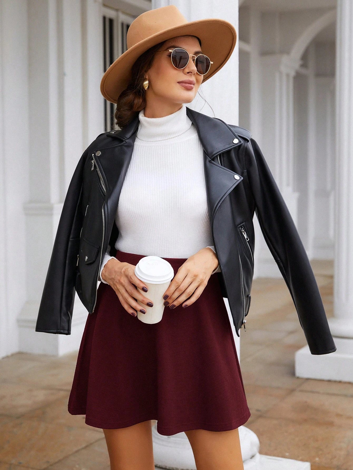 Frenchy Women Solid Color Minimalist Skirt, Casual Everyday Wear Winter Christmas Elegant Spring