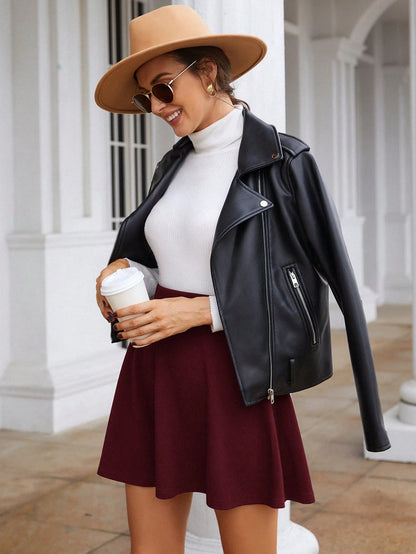 Frenchy Women Solid Color Minimalist Skirt, Casual Everyday Wear Winter Christmas Elegant Spring